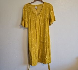 a new day Mustard Polka Dot Midi Dress